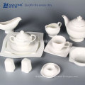Blanco puro a granel KUNLUN personaliza el sistema de té blanco de la porcelana del llano del sistema de té de cerámica del logotipo